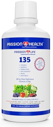 Passion 4 Life Mega Liquid Multivitamins, Trace Minerals, Amino Acids, Turmeric for Adults, Men, Women, Teens, Kids, Non-GMO, No Soy, No Dairy