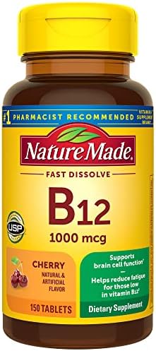 Nature Made Vitamin B12 1000 mcg, Easy to Take Sublingual B12 for Energy Metabolism Support, 150 Sugar Free Fast Dissolve Tablets, 150 Day Supply