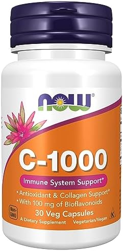 NOW Supplements, Vitamin C-1,000 with Rose HIPS & Bioflavonoids, Antioxidant Protection*, 30 Veg Capsules