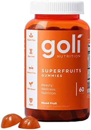 Goli Nutritional Supplement, SuperFruits Beauty Gummy Vitamin – 60 Count – Collagen-Promoting Ingredients – Mixed Fruit, Vegan, Plant-Based, Non-GMO, Gluten-Free & Gelatin Free