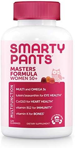 SmartyPants Multivitamin for Women 50 and Over: Omega 3 Fish Oil (EPA/DHA), Methylfolate, CoQ10, Vitamin D3, C, Vitamin B12, B6, Vitamin A, K & Zinc, Gluten Free, 120 Count (20 Day Supply)