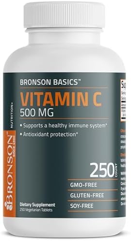 Bronson Vitamin C 500 MG Supports a Healthy Immune System & Antioxidant Protection, Non-GMO, 250 Vegetarian Tablets