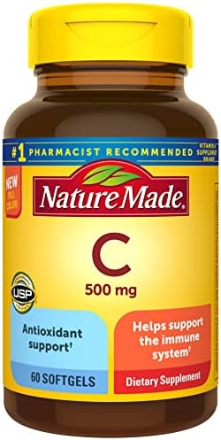 Nature Made Vitamin C 500 mg, Dietary Supplement for Immune Support, 60 Softgels, 60 Day Supply