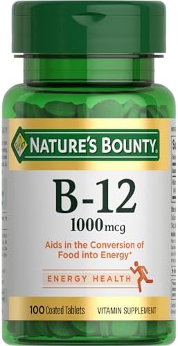 Nature’s Bounty Vitamin B12 1000mcg, Supports Energy Metabolism and Nervous System Health, Vitamin Supplement, 100 Tablets