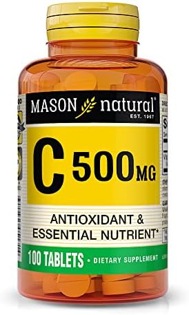 MASON NATURAL Vitamin C 500 mg – Supports Healthy Immune System, Antioxidant and Essential Nutrient, 100 Tablets