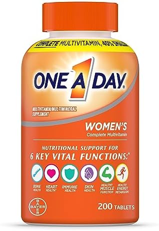 ONE A DAY Womens Complete Daily Multivitamin with Vitamin A, B , C, D, and E, Calcium and Magnesium, Immune Health Support, 200 Count