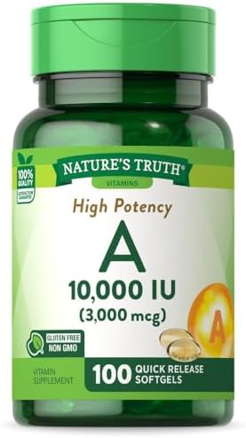 Vitamin A 10000 IU Softgels | 100 Count | Non-GMO, Gluten Free Supplement | by Nature’s Truth