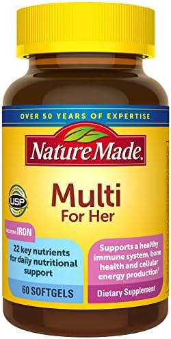 Nature Made Multivitamin For Her, Womens Multivitamin for Daily Nutritional Support, Multivitamin for Women, 60 Softgels, 60 Day Supply