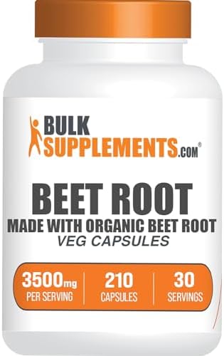 BULKSUPPLEMENTS.COM Beet Root Capsules – Beetroot Supplement, Beet Root Pills – Superfood Supplement, Vegan & Gluten Free, 7 Capsules per Serving, 30-Day Supply, 210 Veg Capsules