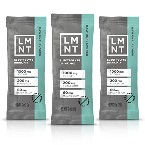 LMNT Zero-Sugar Electrolytes – Raw Unflavored Salt – Hydration Powder Packets | No Artificial Ingredients | Keto & Paleo Friendly | 30 Sticks