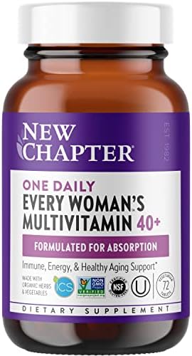 New Chapter Women’s Multivitamin 40 plus for Energy, Healthy Aging + Immune Support with 20+ Nutrients — Every Woman’s One Daily 40+, Gentle on the Stomach, 72 Count