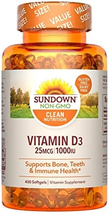 Sundown Vitamin D3 1000 IU, Supports Bone, Teeth, and Immune Health, 400 Softgels