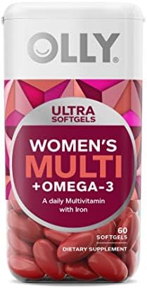 OLLY Ultra Women’s Multi Softgels, Overall Health and Immune Support, Omega-3s, Iron, Vitamins A, D, C, E, B12, Daily Multivitamin, 30 Day Supply – 60 Count