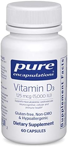 Pure Encapsulations Vitamin D3 125 mcg (5,000 IU) – Supplement to Support Bone, Joint, Breast, Heart, Colon, and Immune Health* – with Vitamin D – 60 Capsules