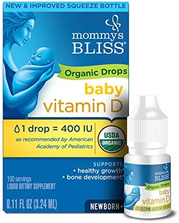 Mommy’s Bliss Organic Baby Vitamin D Drops | Promotes Healthy Growth and Bone Development | Age Newborn+ | 0.11 Fl Oz (100 Servings)