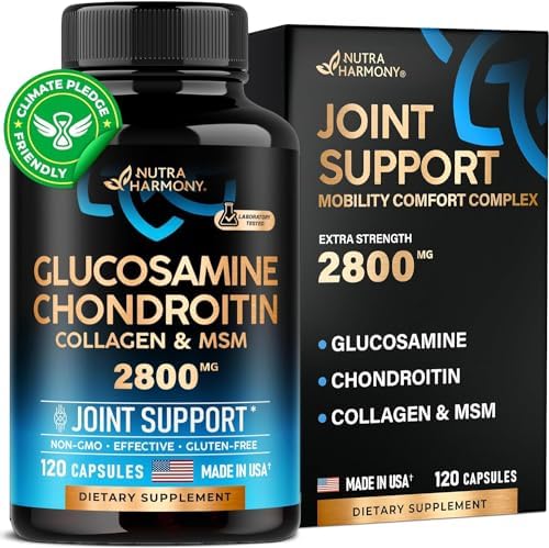 Glucosamine | Chondroitin | MSM | Collagen – 2800 mg Joint Support Supplement – Made in USA – FSA HSA Eligible – Cartilage Health, Mobility & Strength – Flexibility Nutritional Vitamins, 120 capsules