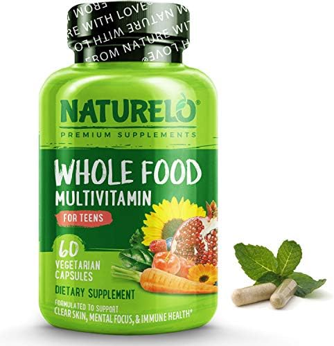 NATURELO Whole Food Multivitamin for Teens – Vitamins and Minerals for Teenage Boys and Girls – Supplement for Active Kids – with Organic Whole Foods – Non-GMO – Vegan & Vegetarian – 60 Capsules