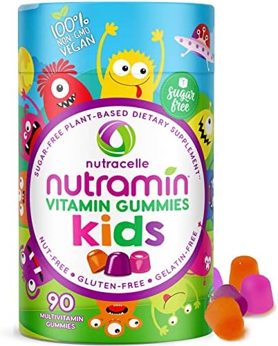 Nutracelle NUTRAMIN Sugar-Free, Allergen-Free & Vegan Gummy Multivitamins for Kids – Great Tasting Gummies Your Kids Will Love – 90 Count Bottle