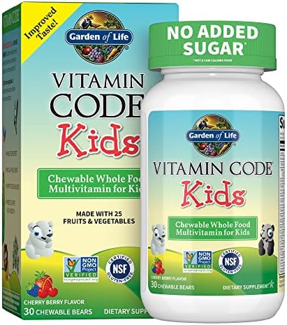 Garden of Life Vegetarian Multivitamin Supplement for Kids – Vitamin Code Kids Chewable Raw Whole Food Vitamin with Probiotics, 30 Chewable Bears