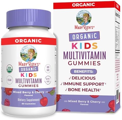 Kids Vitamins by MaryRuth’s | USDA Organic | Kids Multivitamin Gummies for Ages 4+ | Multivitamin for Kids | Vitamins for Kids | Vitamin C | Vitamin D | Vegan | Non-GMO | 2 Gummies a Day | 60 Count