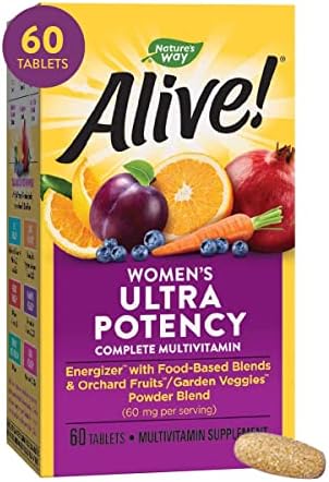 Nature’s Way Alive! Women’s Ultra Potency Complete Multivitamin, High Potency B-Vitamins for Women, Energy Metabolism*, 60 Tablets